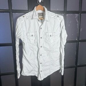 BKE Athletic Fit Button Down Shirt Large Striped Buckle Mens